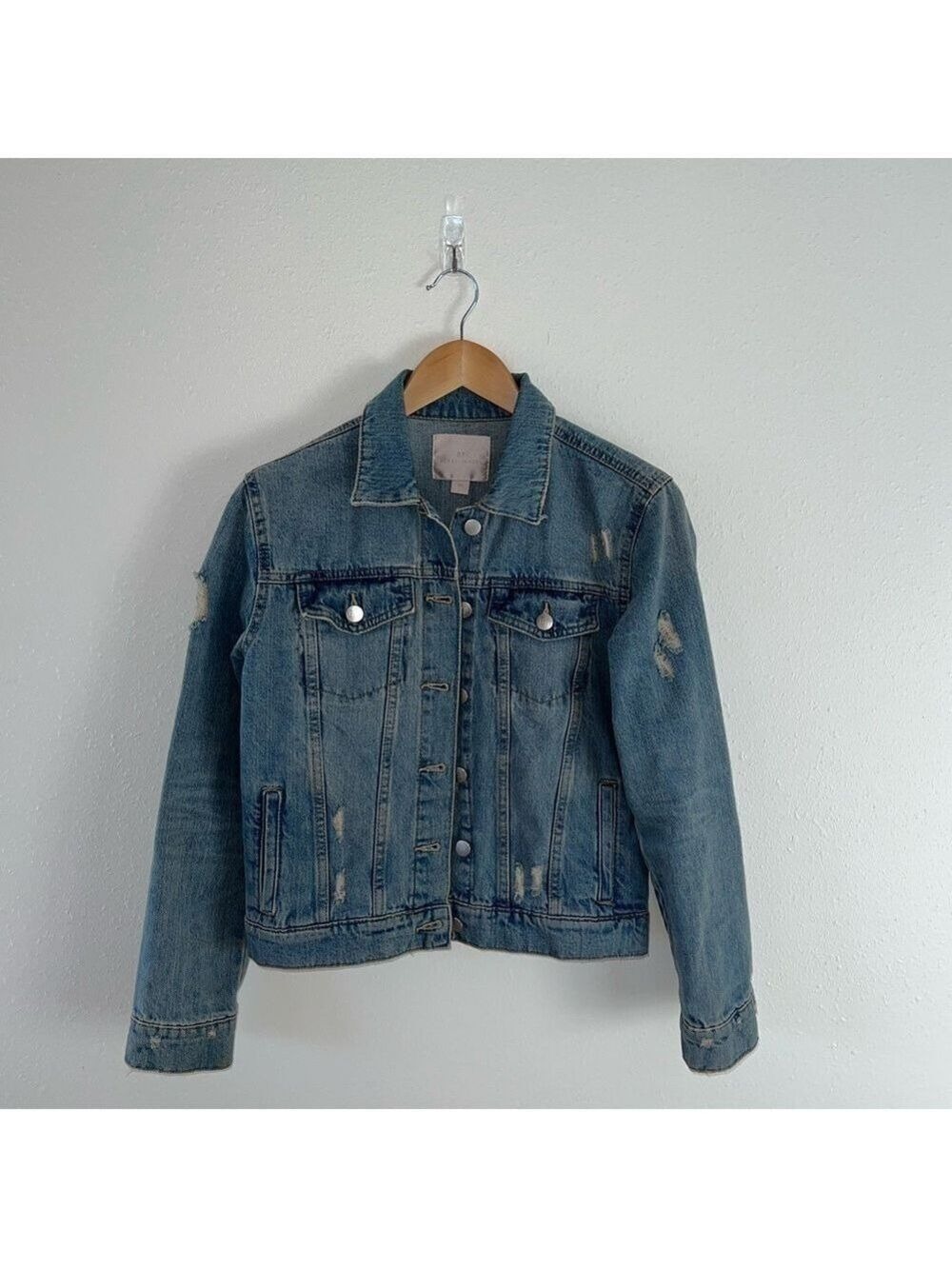 Rachel Parcell Distressed Denim Jean Jacket Size XS
